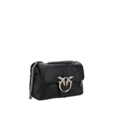 PINKO Black Calf Leather Bos Taurus Shoulder Bag